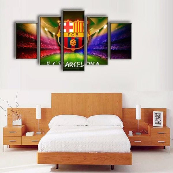 Fcb Football Club Barcelona Team - Sport 5 Panel Canvas Art Wall Decor