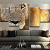 Ferocious Lion - Animal 5 Panel Canvas Art Wall Decor