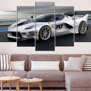 Ferrari Fxx K Supercar - Luxury Cars Garage High Quality - Automative 5 Panel Canvas Art Wall Decor