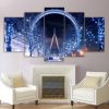 Ferris Wheel London City Night - Nature 5 Panel Canvas Art Wall Decor