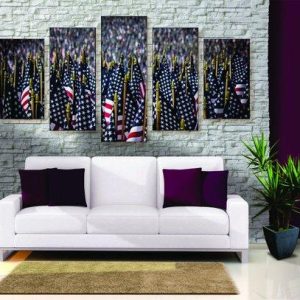 Field Of Flags - Abstract 5 Panel Canvas Art Wall Decor