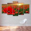 Field Of Poppies - Nature 5 Panel Canvas Art Wall Decor