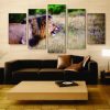 Fierce Lion - Animal 5 Panel Canvas Art Wall Decor