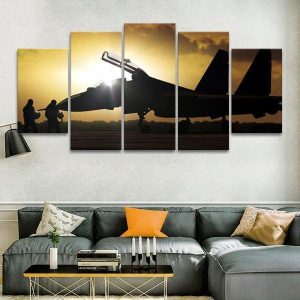 Fighter Jet - Airplane 5 Panel Canvas Art Wall Decor