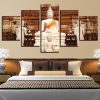 Figure Of Buddha 10 - Religion 5 Panel Canvas Art Wall Decor