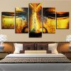 Figure Of Buddha 13 - Religion 5 Panel Canvas Art Wall Decor