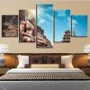 Figure Of Buddha11 - Religion 5 Panel Canvas Art Wall Decor