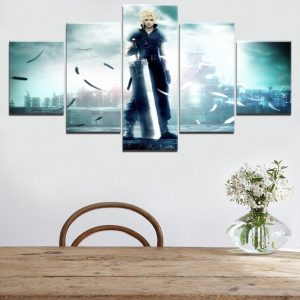 Final Fantasy Cloud Strife 1 Gaming - 5 Panel Canvas Art Wall Decor