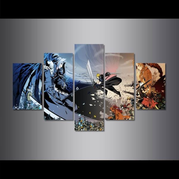 Final Fantasy VII Art 1 Gaming - 5 Panel Canvas Art Wall Decor