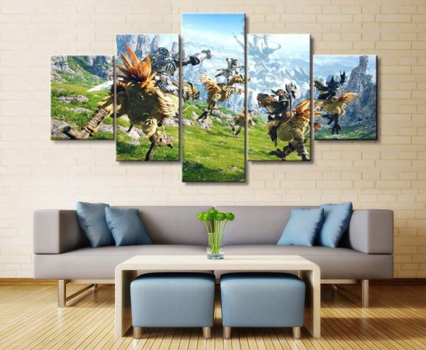 Final Fantasy XIV Poster 1 Gaming - 5 Panel Canvas Art Wall Decor