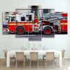 Fire Engine Car & Motor - 5 Panel Canvas Art Wall Decor