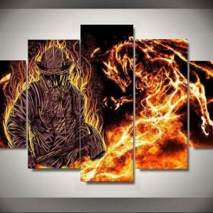 Firefighter 8 - Abstract 5 Panel Canvas Art Wall Decor