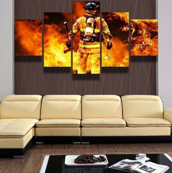 Firefighters First Responders - Career 5 Panel Canvas Art Wall Decor