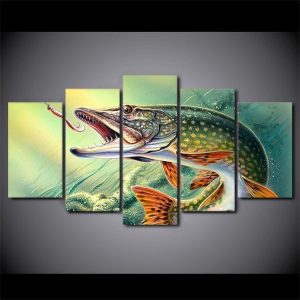 Fishing Abstract - 5 Panel Canvas Art Wall Decor