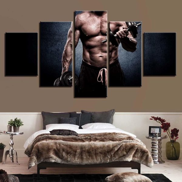 Fitness Man For Gym - Sport 5 Panel Canvas Art Wall Decor