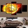 Flame Basketball 2 - Sport 5 Panel Canvas Art Wall Decor