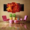 Flame Couple - Anstract 5 Panel Canvas Art Wall Decor