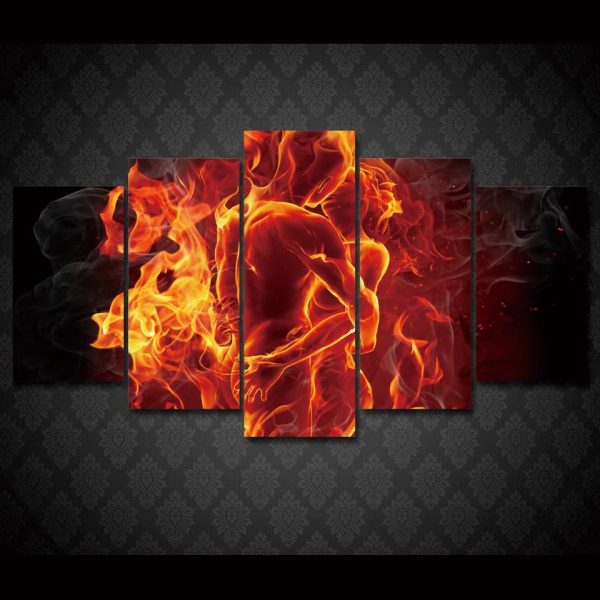 Flame Figures - Abstract 5 Panel Canvas Art Wall Decor