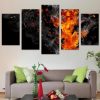 Flame Girl Buring Nude - Abstract 5 Panel Canvas Art Wall Decor