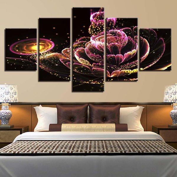 Flower 15 - Abstract 5 Panel Canvas Art Wall Decor