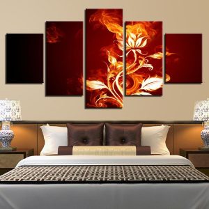 Flower 34 - Abstract 5 Panel Canvas Art Wall Decor