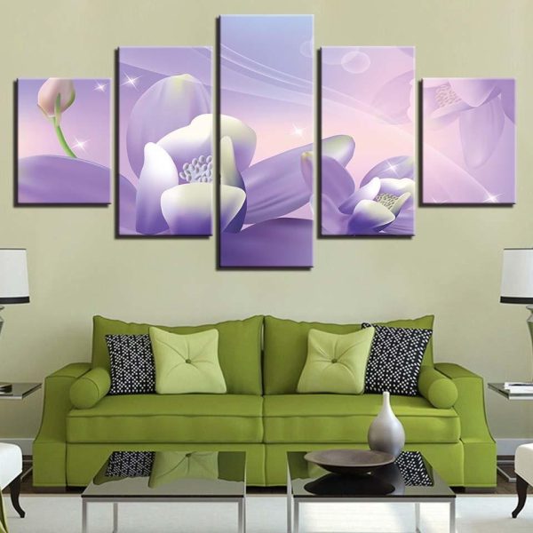 Flower 35 - Nature 5 Panel Canvas Art Wall Decor