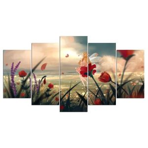 Flower On Beach Ocean Sea Water - Nature 5 Panel Canvas Art Wall Decor