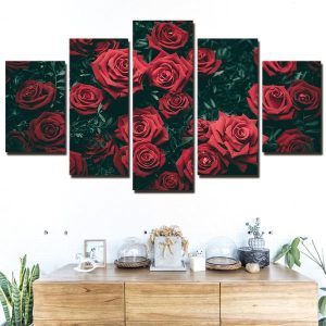 Flower Roses View - Nature 5 Panel Canvas Art Wall Decor