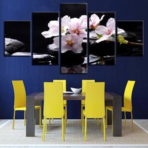 Flower Stone - Nature 5 Panel Canvas Art Wall Decor