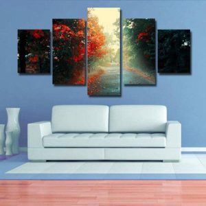 Forest 02 - Nature 5 Panel Canvas Art Wall Decor