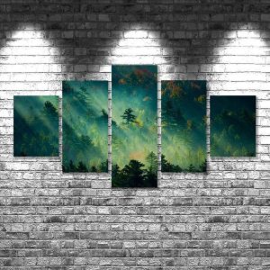 Forest 3 - Nature 5 Panel Canvas Art Wall Decor