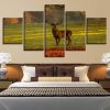 Forest Deer 3 - Animal 5 Panel Canvas Art Wall Decor