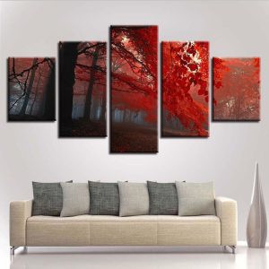 Forest Tree Beautiful 3 - Nature 5 Panel Canvas Art Wall Decor