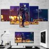 Fortnite Background Poster Gaming - 5 Panel Canvas Art Wall Decor