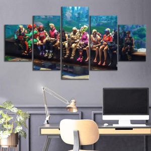 Fortnite Game Characters Poster Gaming - 5 Panel Canvas Art Wall Decor