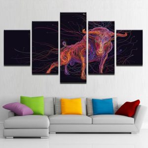 Fotos De Toros Animal Bull - Abstract Animal 5 Panel Canvas Art Wall Decor