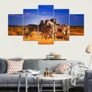 Frames Zebra - Animal 5 Panel Canvas Art Wall Decor