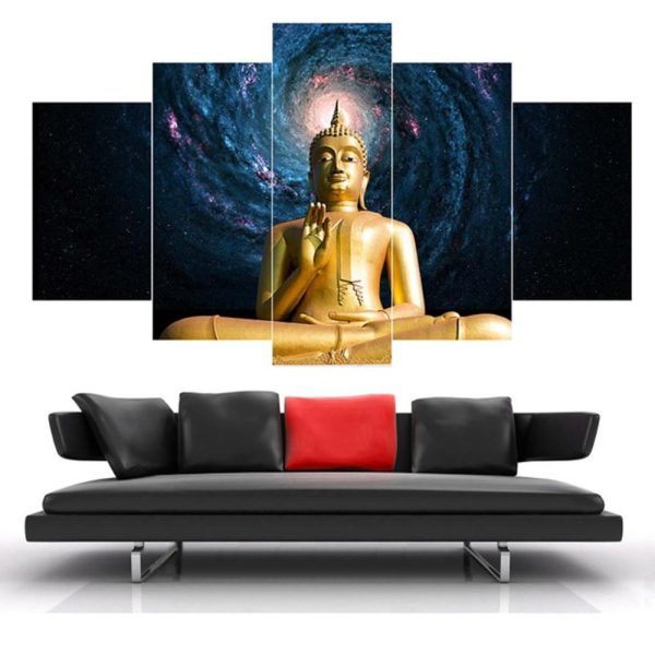 Framstarry Sky Figure Of Buddha - Religion 5 Panel Canvas Art Wall Decor