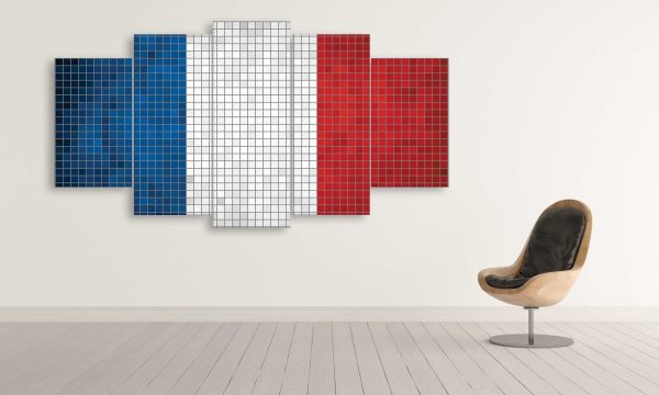 France Mosaics Flag - Abstract 5 Panel Canvas Art Wall Decor