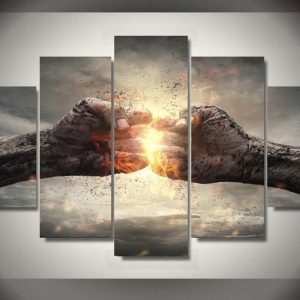 Freedom Fighters Fire - Abstract 5 Panel Canvas Art Wall Decor