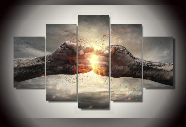 Freedom Fighters Fire - Abstract 5 Panel Canvas Art Wall Decor