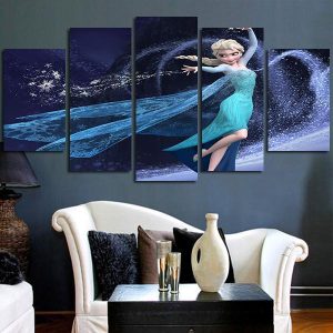 Frozen Elsa Princess Cartoon - 5 Panel Canvas Art Wall Decor