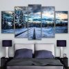 Frozen Train Tracks Snow Scene - Nature 5 Panel Canvas Art Wall Decor