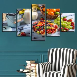 Fruit Milk 2 - Kitchen 5 Panel Canvas Art Wall Decor