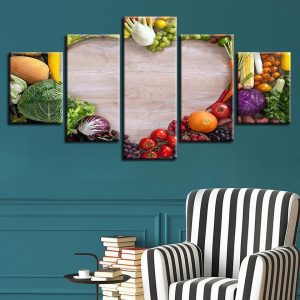 Fruit Milk 3 - Kitchen 5 Panel Canvas Art Wall Decor