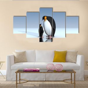 Fun Penguins - Animal 5 Panel Canvas Art Wall Decor