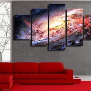 Galaxy Stars In Deep - Space 5 Panel Canvas Art Wall Decor