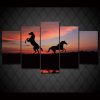 Galloping Horses At Sunset 01 - Animal 5 Panel Canvas Art Wall Decor