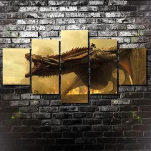 Game Of Thrones Dragon Dracarys Movie - 5 Panel Canvas Art Wall Decor