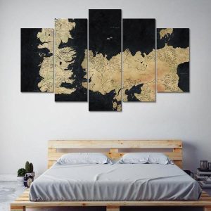 Game Of Thrones Inspired Map 2 Movie - 5 Panel Canvas Art Wall Decor